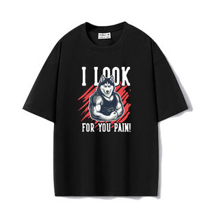 休闲夏季 T恤男女同款 二哈秀肌肉健身运动超宽松oversize重磅短袖