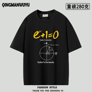 欧拉恒等式方程式数学公式函数理工男夏季重磅oversize短袖T恤tee