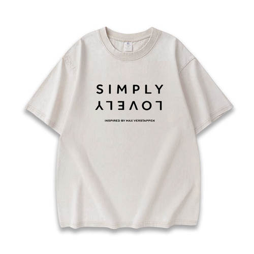 F1 维斯塔潘同款SIMPLY LOVELY水洗做旧重磅短袖T恤夏季男女潮tee