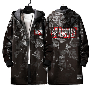 漫威毒液电影周边风衣男venom中长款 外套潮流 加绒外套连帽秋冬季