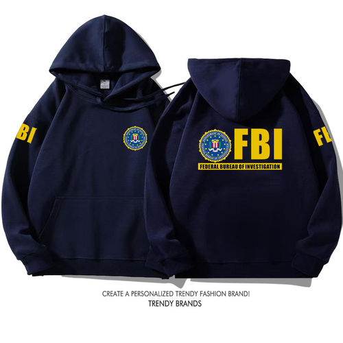 FBI美国联邦调查局标志卫衣特工电影同款秋冬加绒男女套头衣服潮