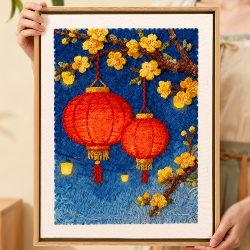 灯笼俄罗斯戳戳绣diy手工绣材料包针儿童初学者戳戳乐毛线画装饰