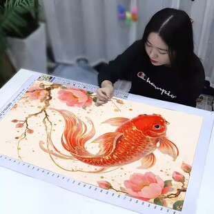 爆款2026新款年年有鱼十字绣diy满绣高级感玄关卧室线绣手工刺绣