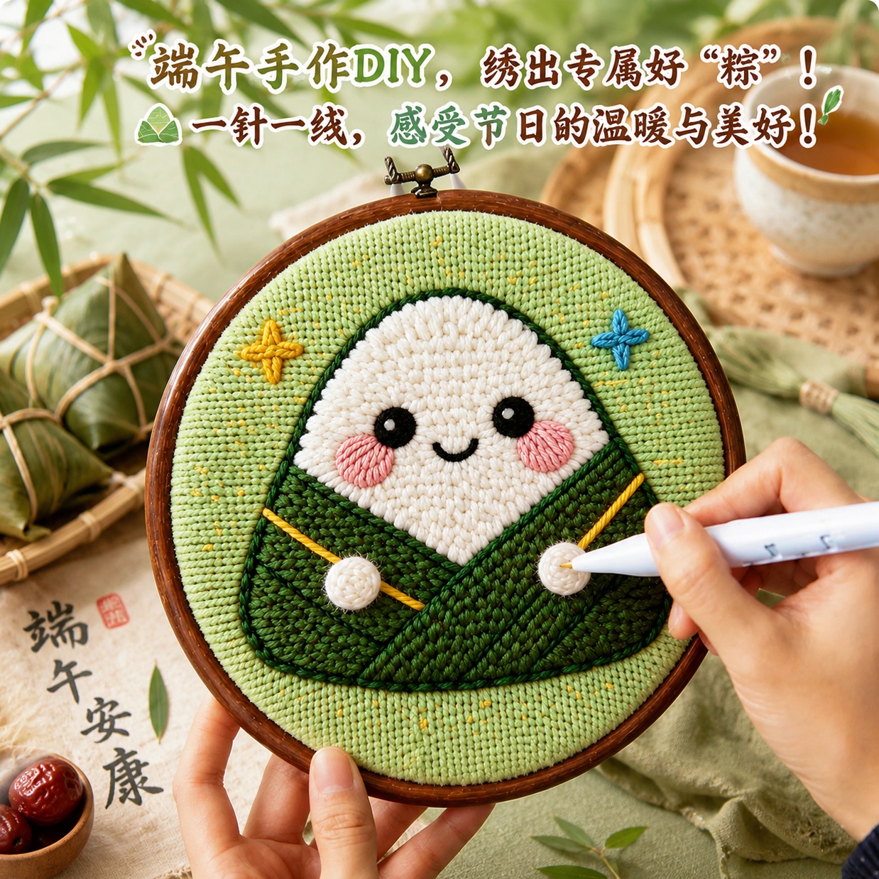 戳戳绣diy手工材料包毛线全套小学生儿童热销榜毛线画挂画中国风