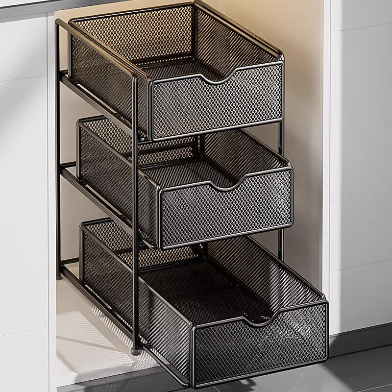 厨房抽拉式置物架下水槽双层橱柜内分层架子超深抽屉拉篮收纳神器