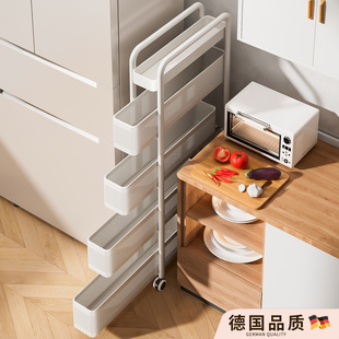厨房夹缝置物架冰箱侧边抽拉柜10cm小推车极窄缝款拉篮缝隙收纳柜