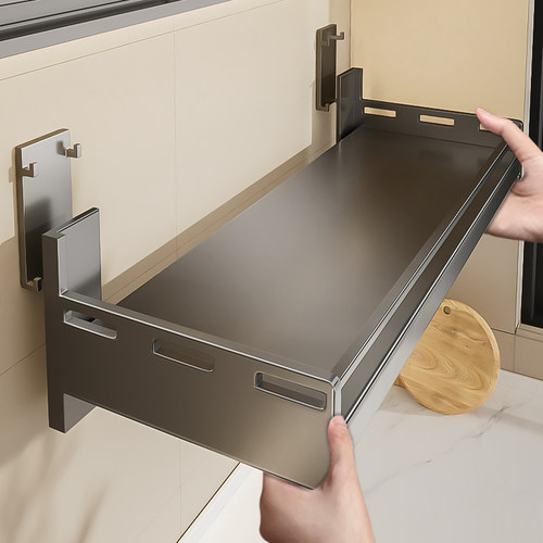 不锈钢厨房微波炉置物架壁挂式多功能挂墙壁上免打孔调料品收纳层