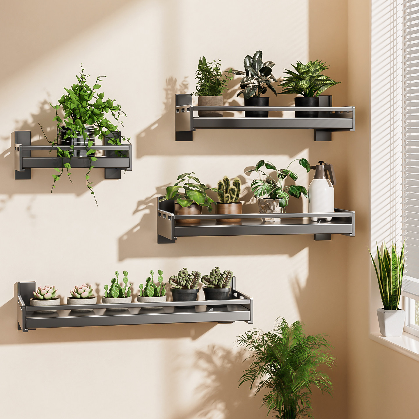 花架置物架阳台专用客厅花盆壁挂式不占地方脸盆免打孔窗口收纳架