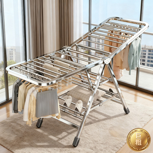 阳台不锈钢折叠晾衣架落地室内家用婴儿晾衣杆晒衣架子晒被子神器