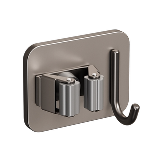 枪灰免打孔不锈钢拖把架卫生间墙上扫把挂架壁挂式拖把夹挂钩卡扣