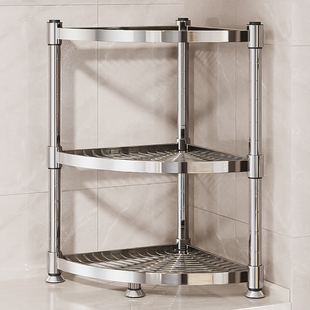 304不锈钢厨房转角置物架卫生间多功能落地三脚架浴室墙角三角架