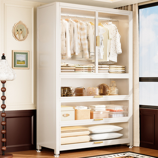 2025新款铁艺简易衣柜家用挂衣服储物收纳柜子卧室可移动金属衣橱