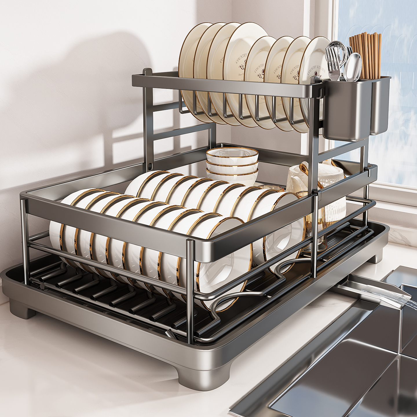 【一体免安装】【便捷沥水架】