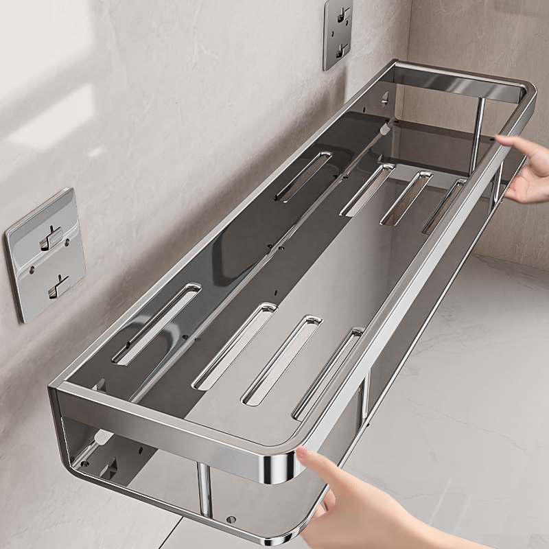 304不锈钢免打孔壁挂浴室置物架