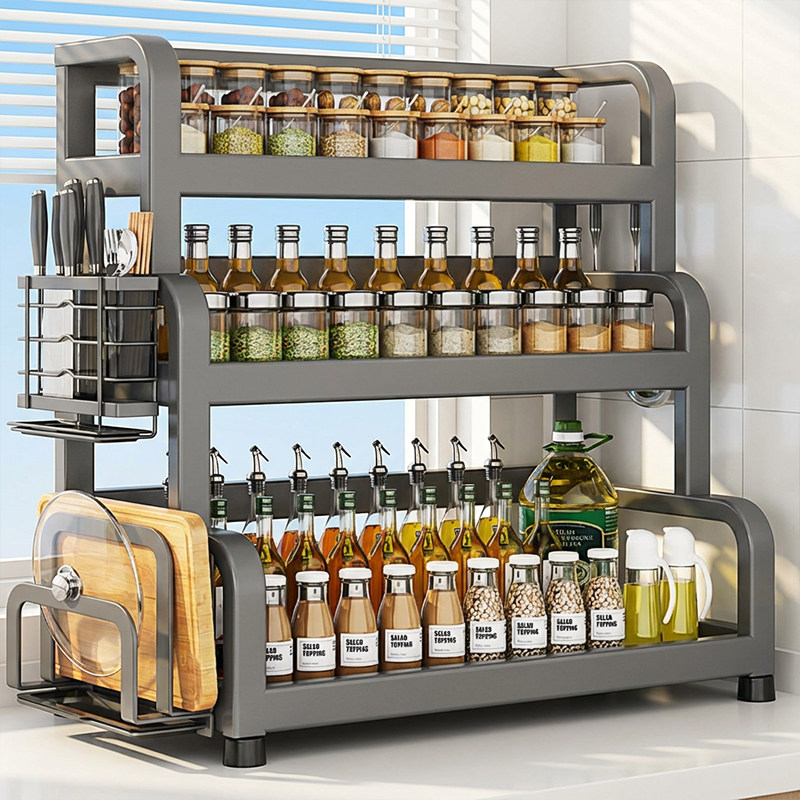 新款调料品置物架厨房多功能台面放油盐调味瓶罐刀架筷子收纳盒子,厨房/烹饪用具,调料置物架,淘宝优惠券,粉丝福利购,淘宝优惠卷
