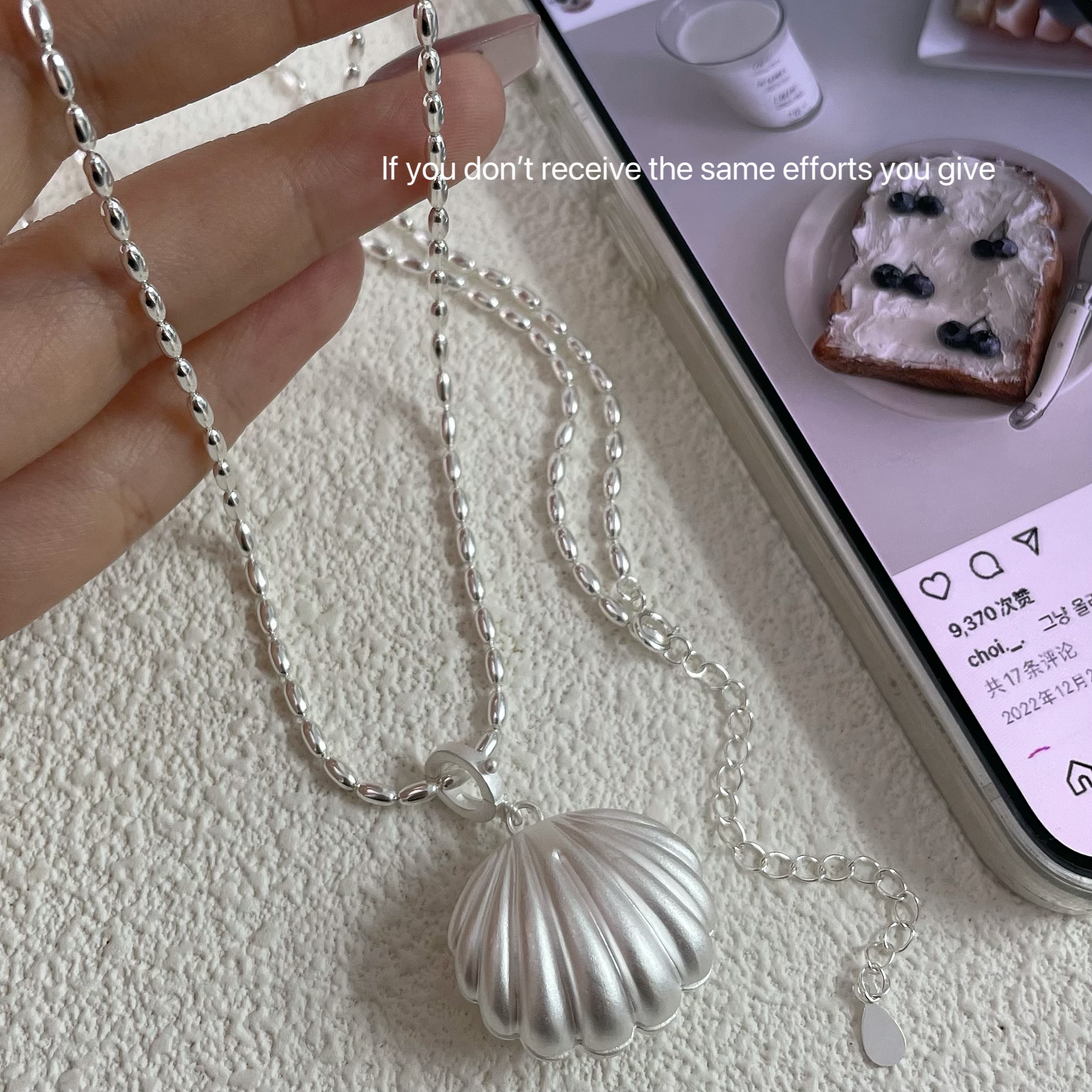 贝壳扇贝吊坠项链日韩轻奢小众