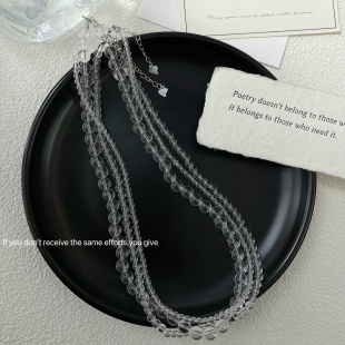 S925纯银清凉感透明白水晶锁骨项链ins气质高级感小众设计百搭