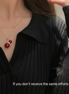 S925纯银红色葫芦镶钻万能扣吊坠项链小众设计ins简约高级感轻奢