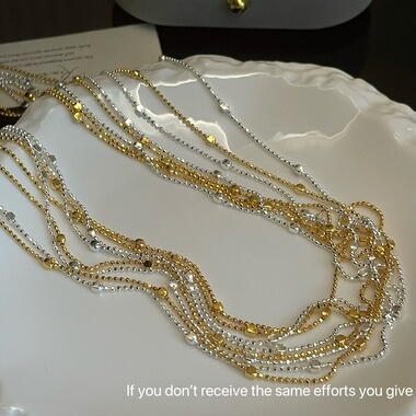 S925纯银满天星间珠叠戴项链女复古韩国小众设计高级感爆款锁骨链