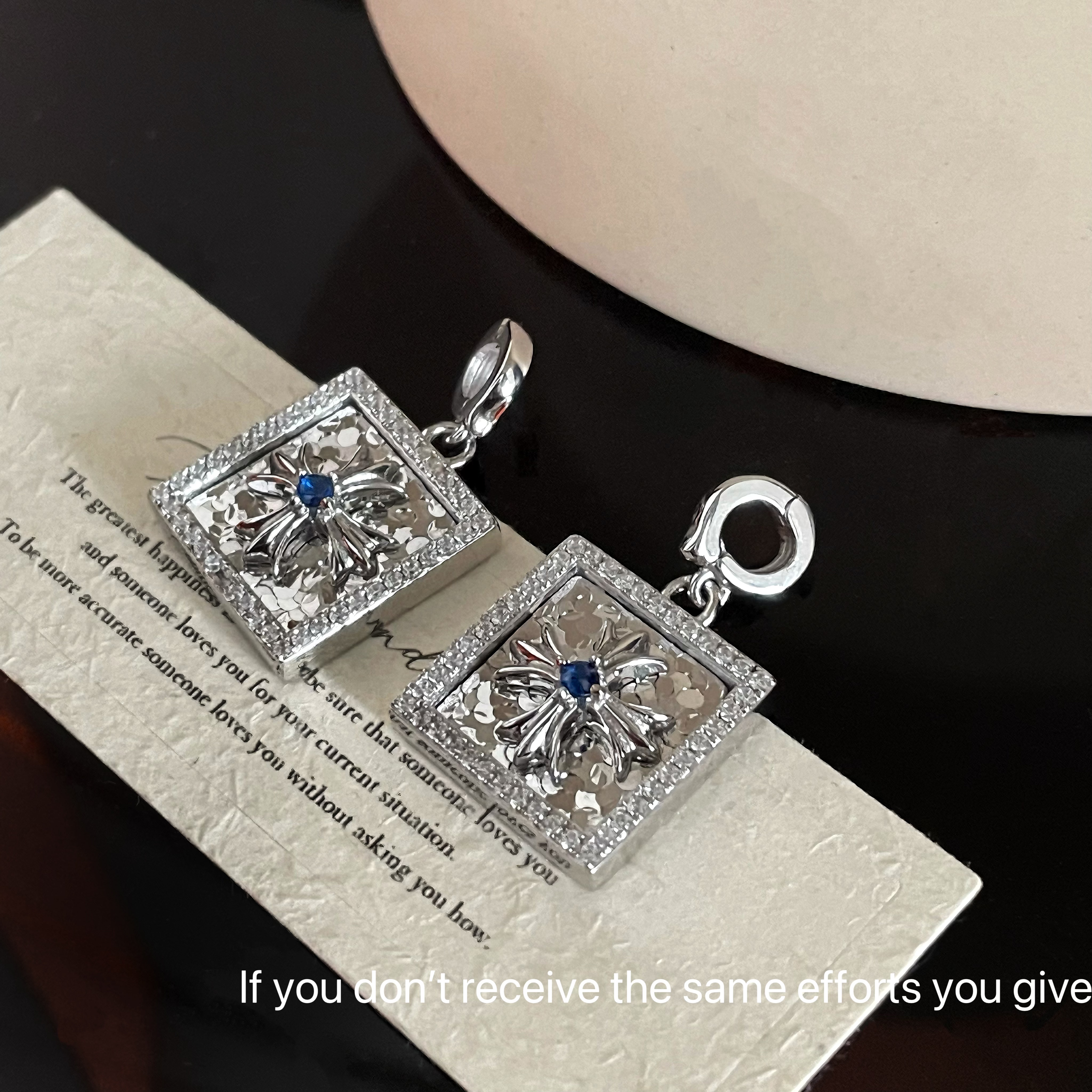 S925纯银潮流小罗心方牌十字花吊坠高级感复古轻奢毛衣链挂,饰品/流行首饰/时尚饰品新,银饰项链,淘宝优惠券,粉丝福利购,淘宝优惠卷