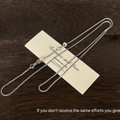 S925纯银金刚杵天珠专用配链可打开项链小众精致单链小孔吊坠专用