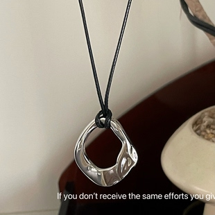 S925纯银不规则几何吊坠毛衣链高级感可调节长小众时尚 项链 长款