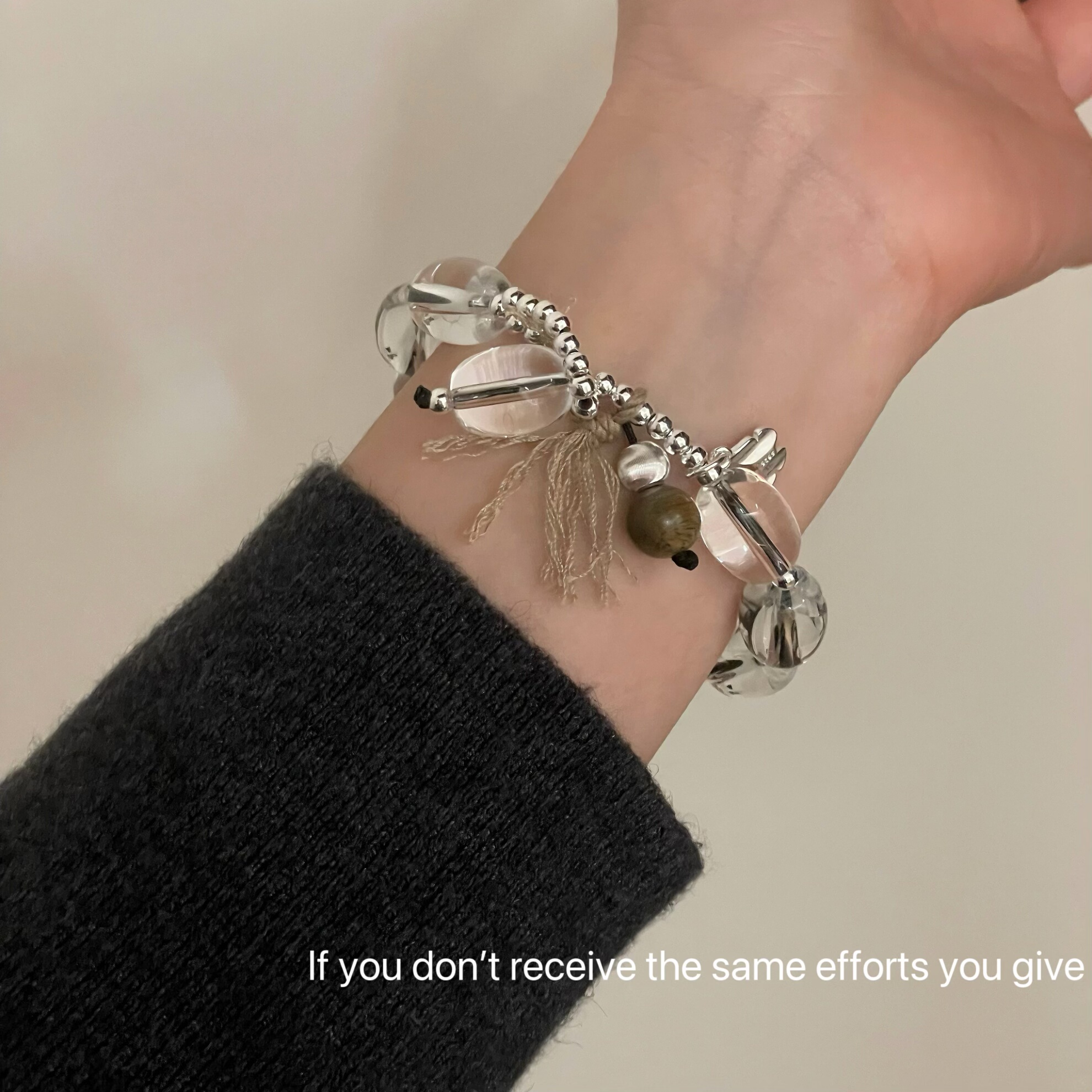 S925纯银白水晶蝴蝶葫芦手链百搭小众轻奢手串复古高级感