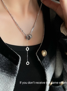 s925纯银轻奢路路通圆环小蛮腰毛衣链高级百搭流苏项链小众设计