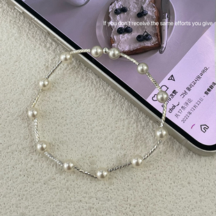 S925纯银满天星银管珍珠手链ins小众简约高级设计百搭时尚