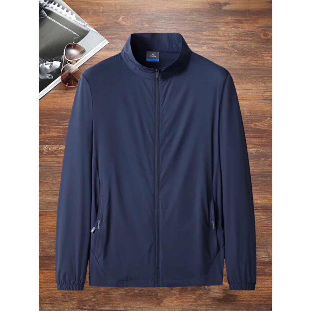 户外防晒衣男夏季轻薄款夹克外套中年爸爸运动服加肥大尺码冰丝速