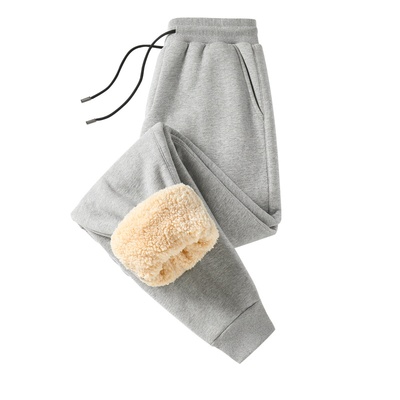 加绒加厚卫裤男款秋冬季宽松直筒