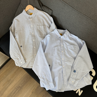 衬衫 干干净净 文艺条纹休闲长袖 刺绣点缀 男 cityboy宽松廓形衬衣