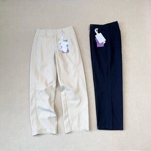 微螺旋小弯刀 人字纹肌理 素雅极简纯色宽松直筒男士阔腿休闲裤