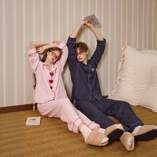 果家同款情侣睡睡衣礼物系列女士2025新款春秋纯棉男款睡衣家居服