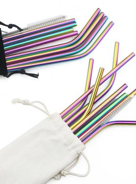 Metal Drinking Straw Stainless Steel Colorful Straws Reusab