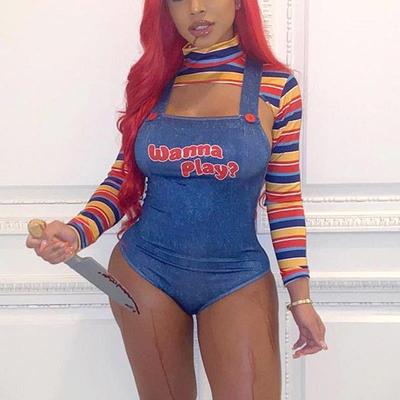 2022 Women Play Movie Character Bodysuit Chucky Doll Costume
