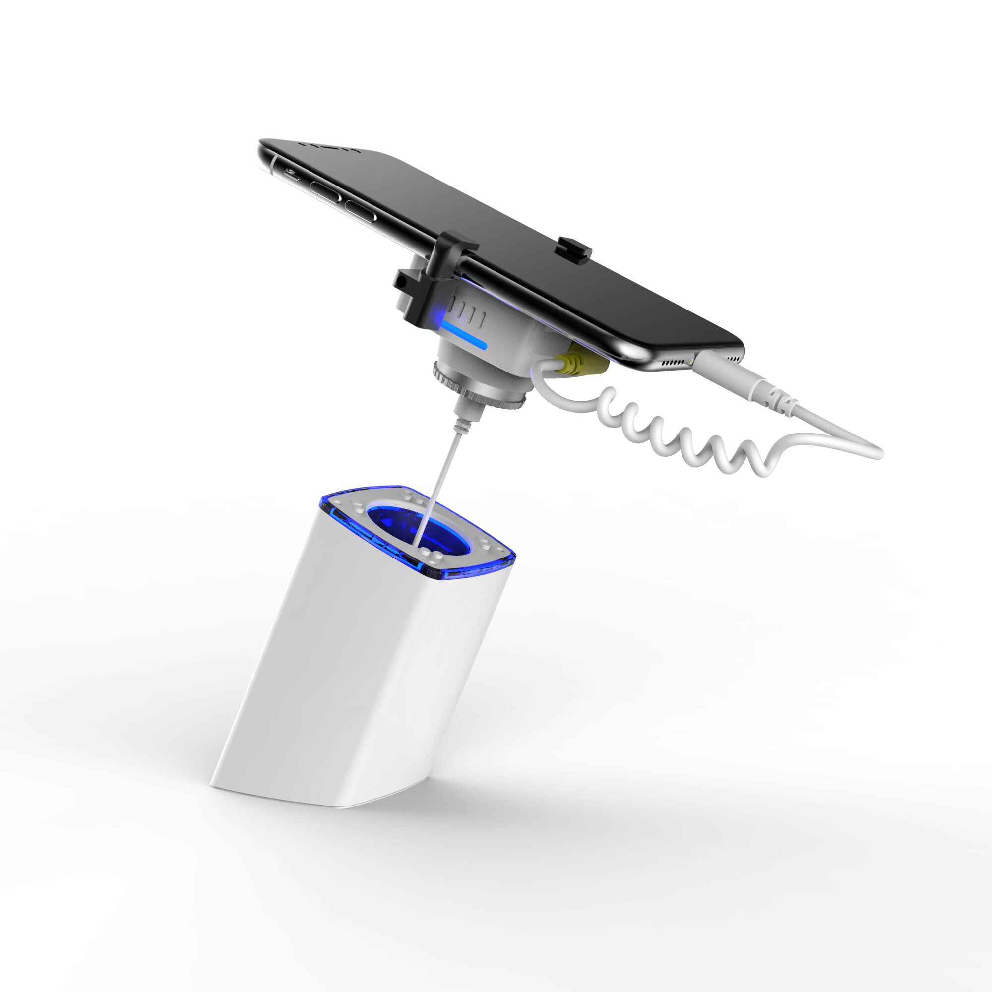 手机防盗器展示架立式报警器内置钢索防盗体验店柜台展示充电报警