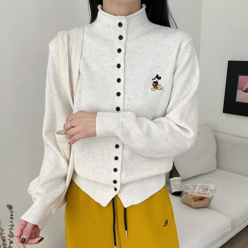 秋冬女士毛衣外套女2025年春秋季新款爆款单排扣米奇针织开衫上衣