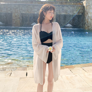 比基尼外套披肩雪紡開衫 海邊度假寬松防曬衣女可下水泳衣外搭罩衫