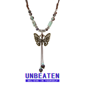 UNBEATEN新中式 项链女民族风毛衣链小众配饰 国风复古陶瓷蝴蝶长款