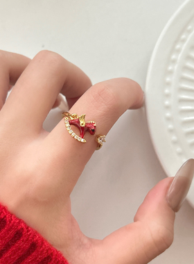 2026小马生肖红开口轻奢女戒