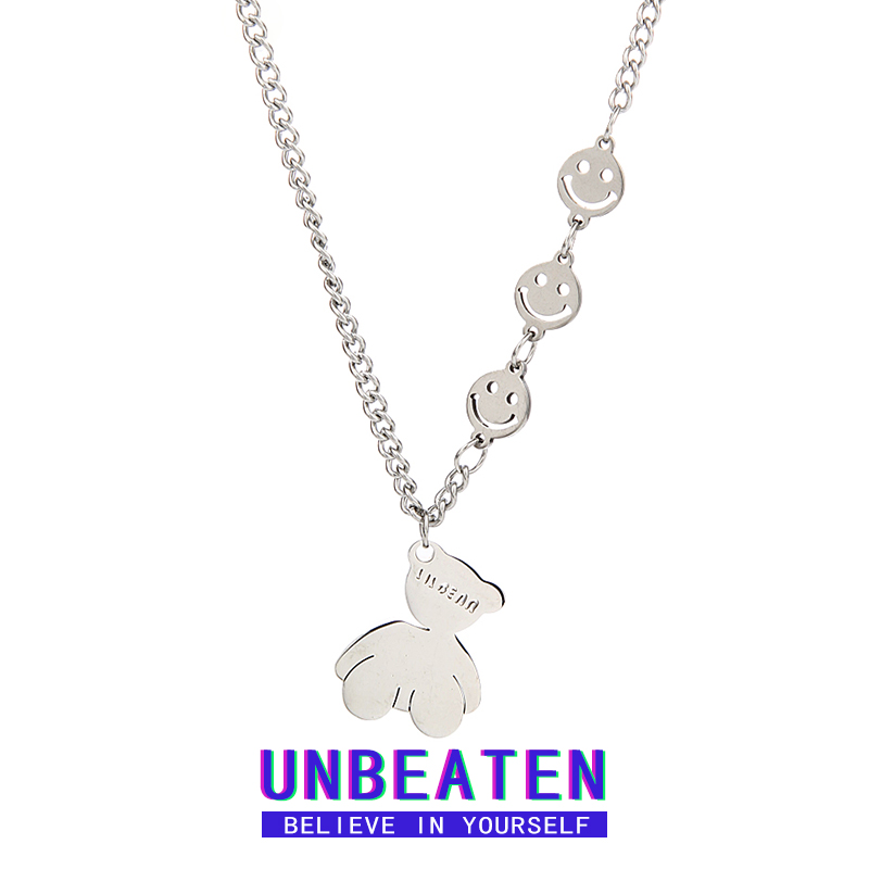 UNBEATEN小熊吊坠钛钢项链女夏