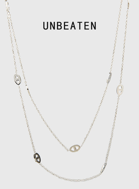 UNBEATEN钛钢猪鼻子项链女高级感叠戴毛衣链超长款轻奢小众锁骨链