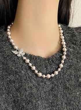 珍珠蝴蝶项链女潮轻奢小众高级感精致百搭锁骨链2025新款颈链配饰