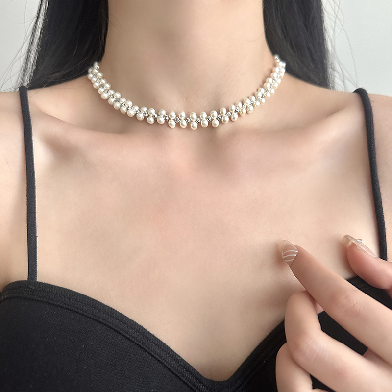 满天星珍珠项链女轻奢小众高级感气质锁骨链2025新款网红颈链配饰
