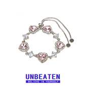 UNBEATEN新款 粉色爱心锆石手链女轻奢小众设计高级感百搭手串手饰