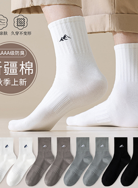 诸暨袜子男士夏季中筒袜吸汗防臭白色运动棉袜秋季透气薄款长袜男