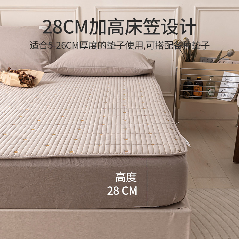 防水夹棉床笠隔尿床垫保护罩单件席梦思保护套防尘罩床罩2023新款