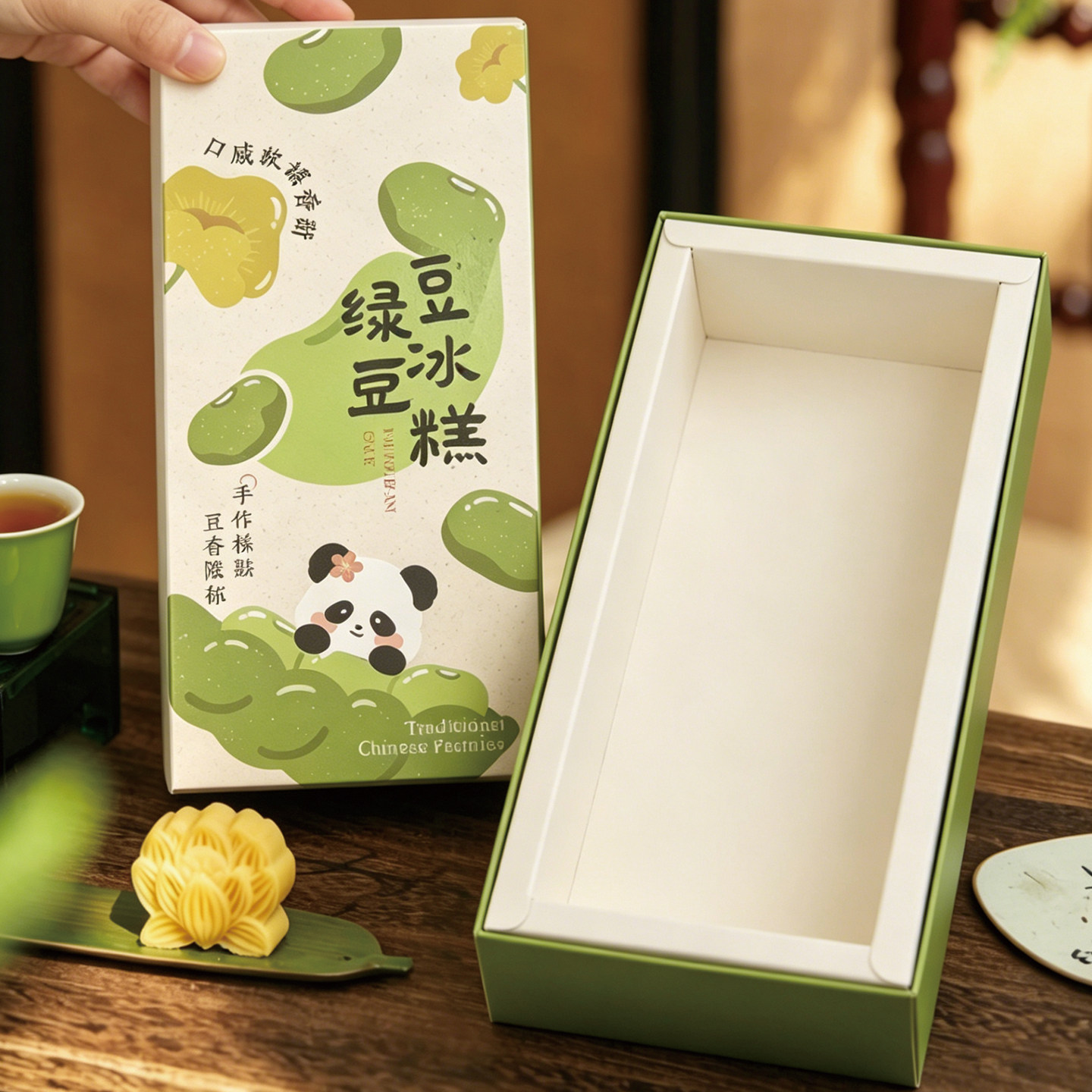 网红端午节绿豆糕包装盒绿豆冰糕冰皮烘焙饼干盒子春游打包盒空子
