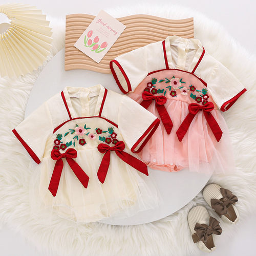 连体衣夏季中国风女宝宝包屁衣